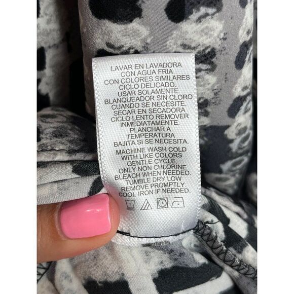 THAKOON for Design Nation Geometric Print Long Sleeve Shift Dress Gray Black - Picture 12 of 13